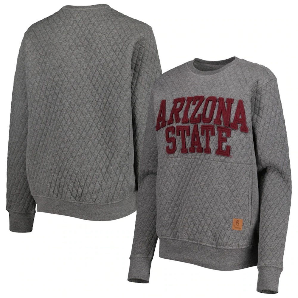 Arizona State Sun Devils Pressbox Women's Moose Quilted Sweatshirt Charcoal NWT